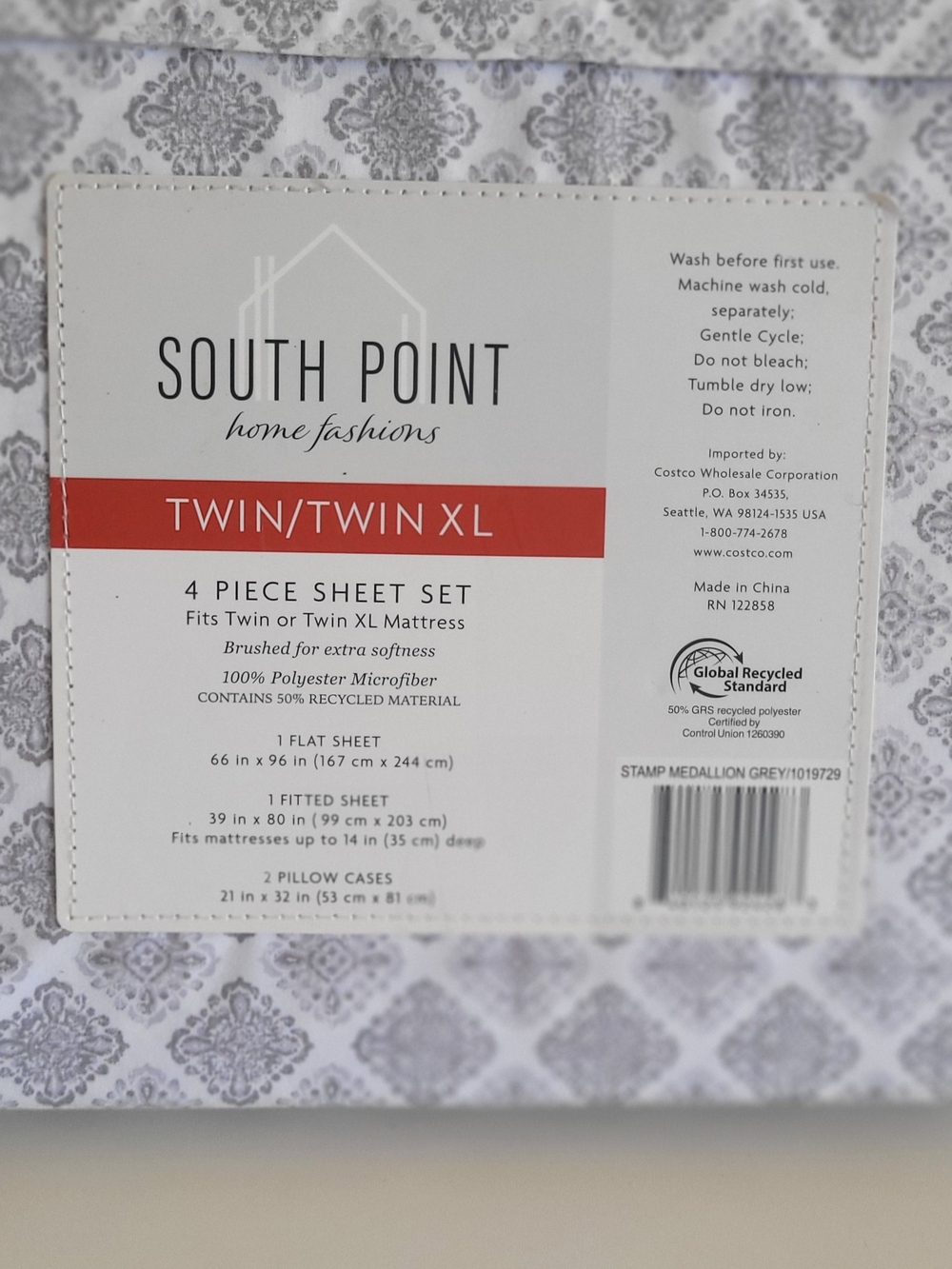 South Point Medallion Grey Twin/Twin XL 4-Piece Sheet Set